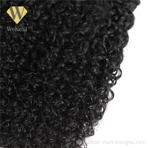 Unprocessed Virgin Malaysian Kinky Curly Straight Hair Weave Bundles With Silk Top Lace Front Closure Middle Part